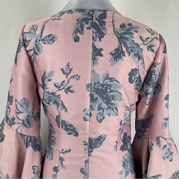 Badgley Mischka Powder Pink With Blue Floral Royal CastleCore Dress NWOT Size 6 - Picture 7 of 15
